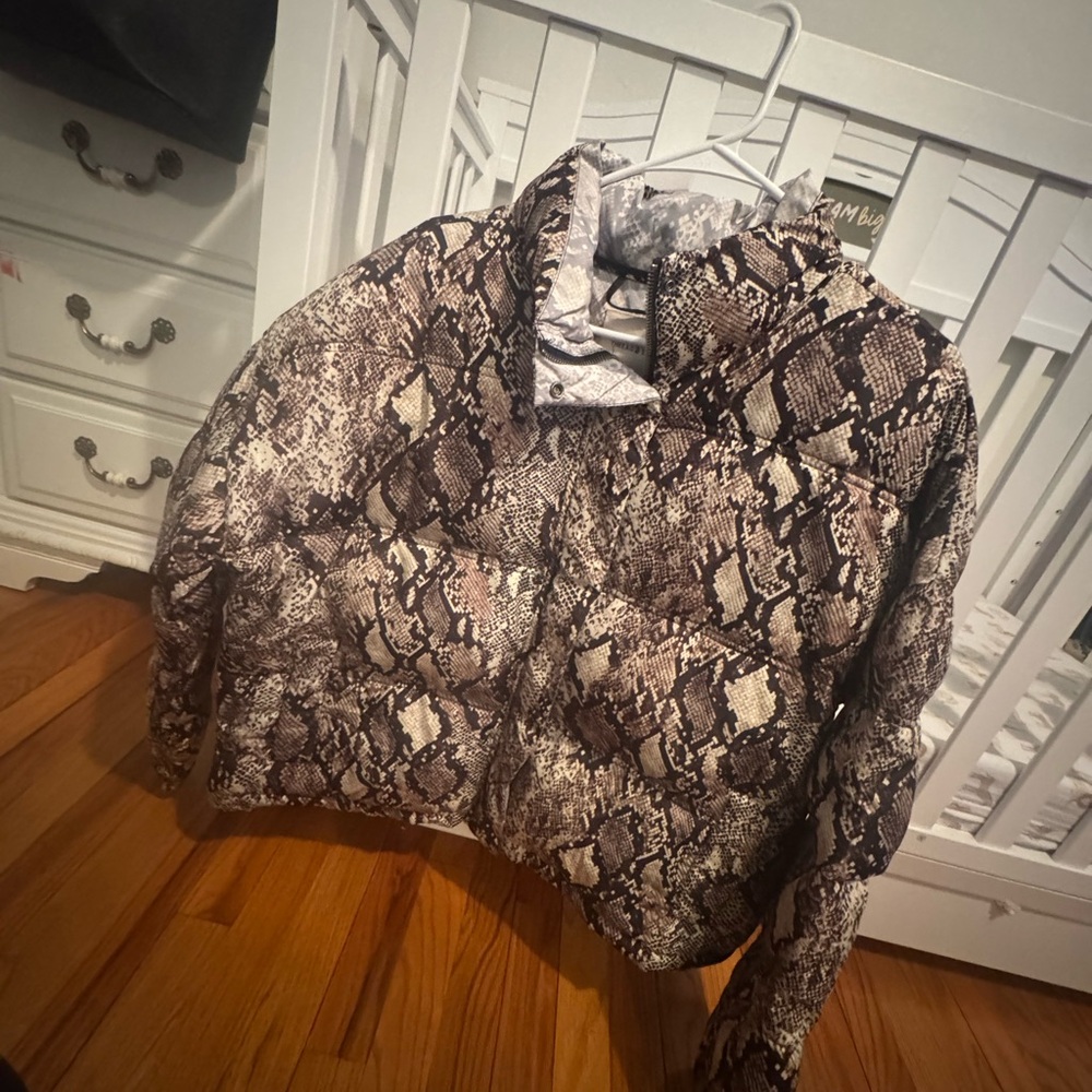 Thread & Supply Brown Snake Pattern Puffer Jacket - image 2